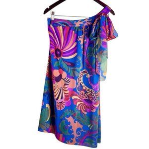 Banana Republic Trina Turk Collection 100% Silk Dress One Shoulder Size 0